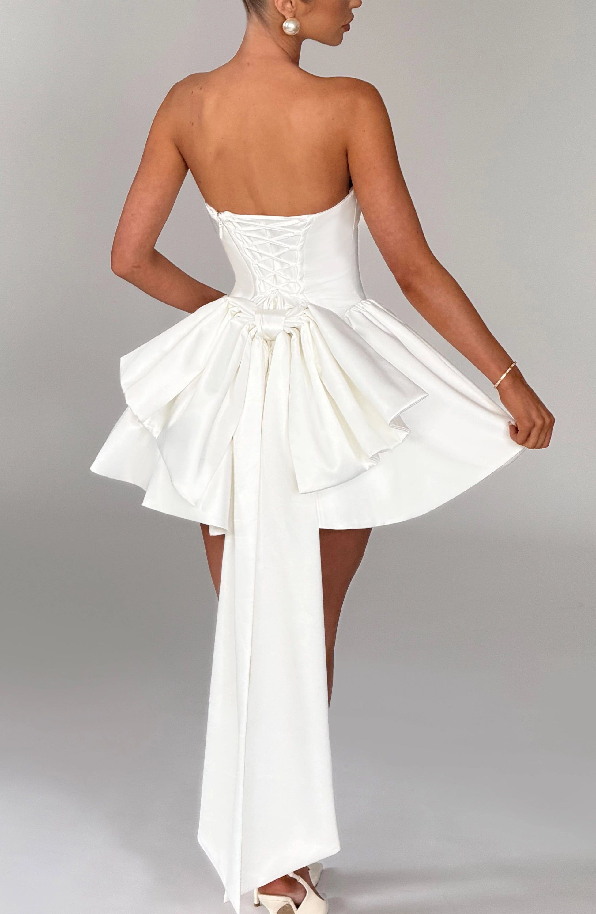 European And American Solid-color Strapless Evening Gown Jovera Joyce
