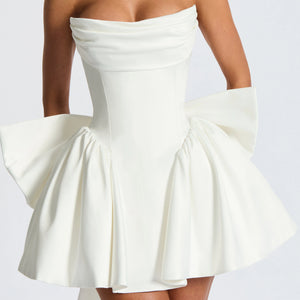 European And American Solid-color Strapless Evening Gown Jovera Joyce