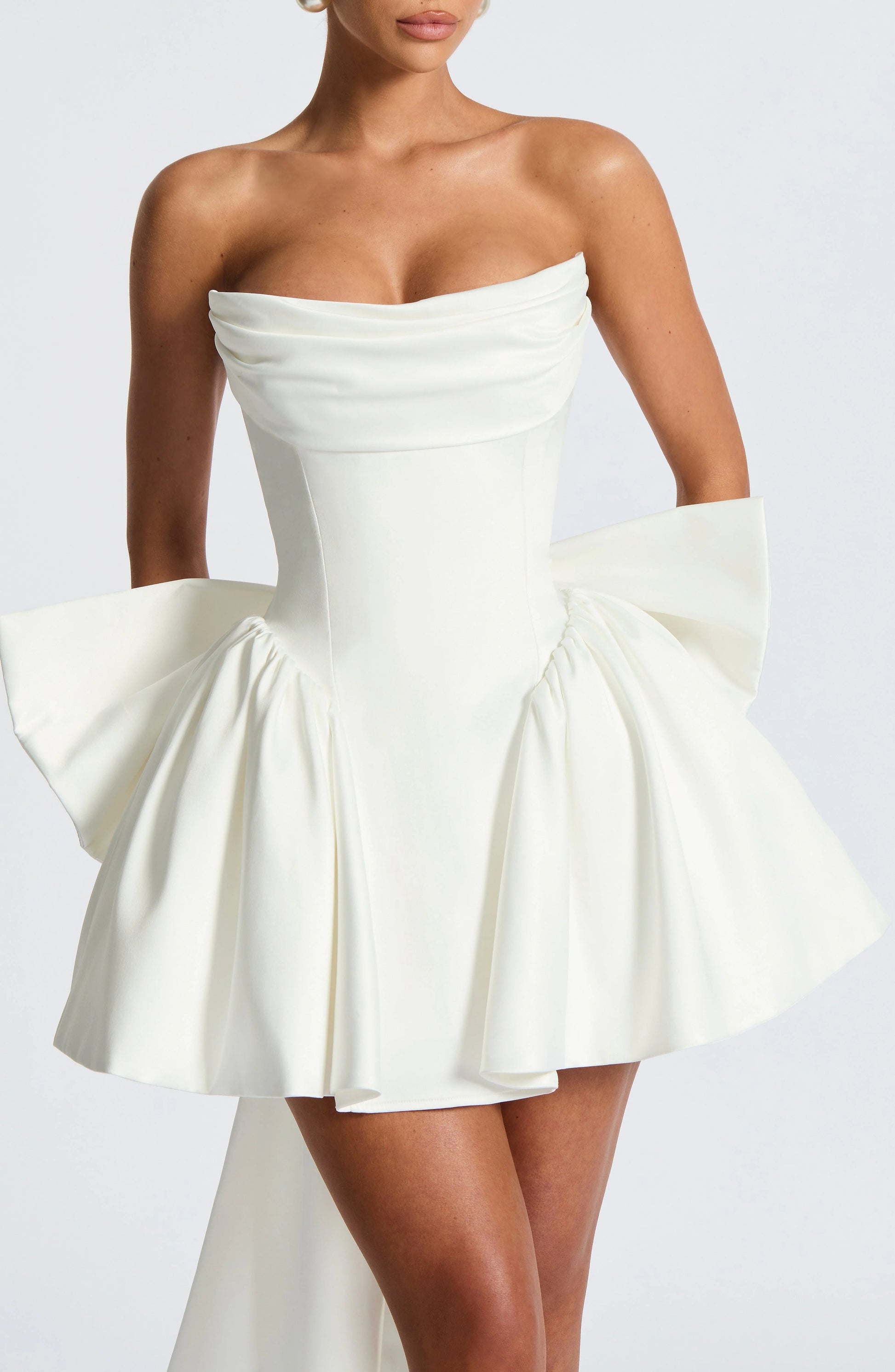 European And American Solid-color Strapless Evening Gown Jovera Joyce