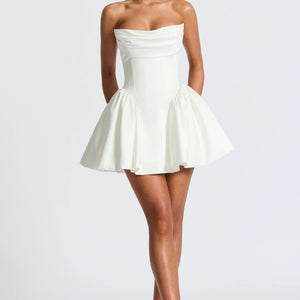 European And American Solid-color Strapless Evening Gown Jovera Joyce