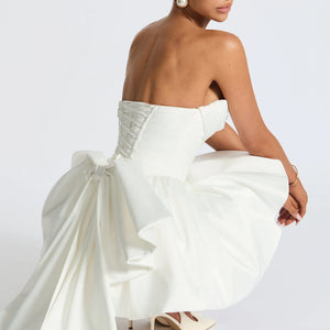 European And American Solid-color Strapless Evening Gown Jovera Joyce